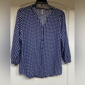 grand & greene Blue & White Print Tunic Blouse 2X